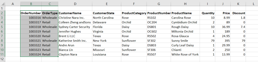 Figure 3.4.2. Excel VBA Selecting columns in a dynamic range