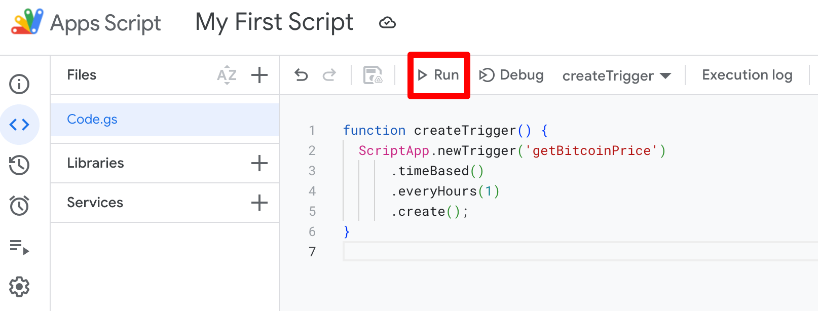 0.10. Running a trigger in Apps Script