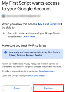 0.5. Authorizing the Apps Script project