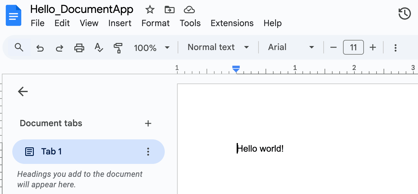 0.7. Google document created with AppsScript