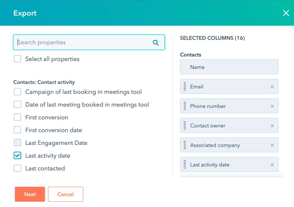 13 Export Lists Properties
