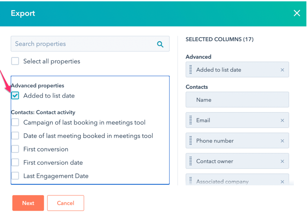 14 Export List Added to list date