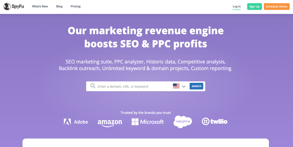 14 spyfu landing page