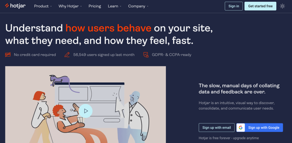 17 hotjar landing page