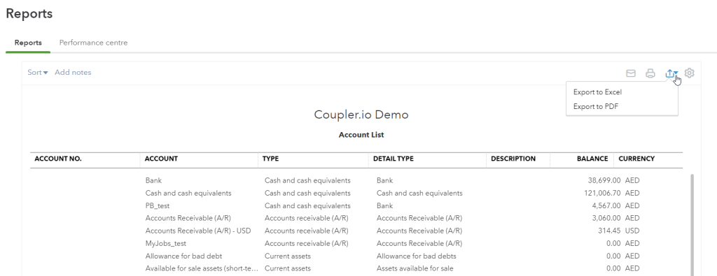 2.2 chart of accounts quickbooks online export