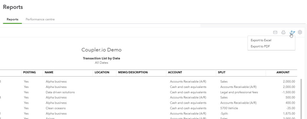 2.5 transaction list by date quickbooks online export