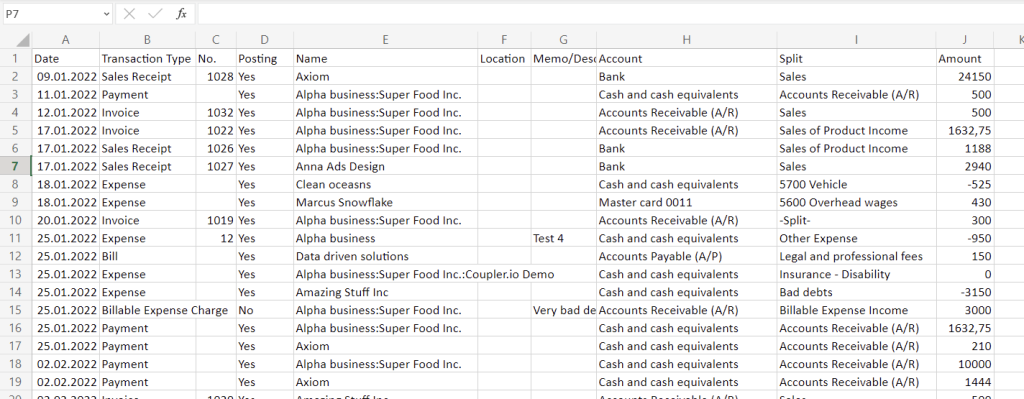 3.8 coupler.io quickbooks transaction list export results