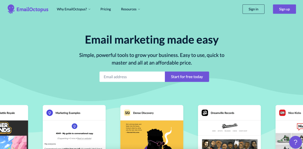4 emailoctupus landing page