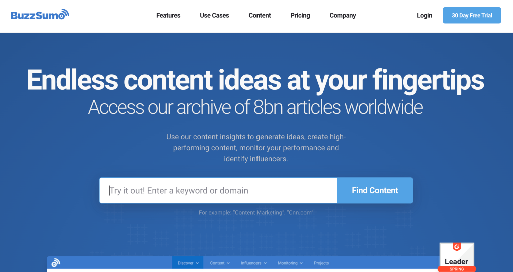 7 buzzsumo landing page