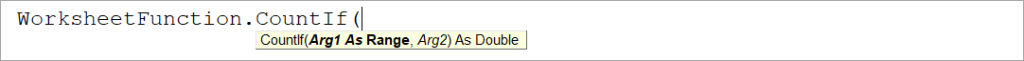 Figure 2.1. VBA COUNTIF syntax
