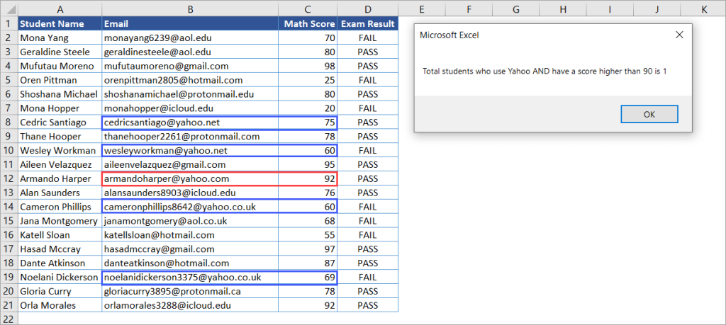 Figure 5.4. COUNTIFS VBA example multiple AND criteria