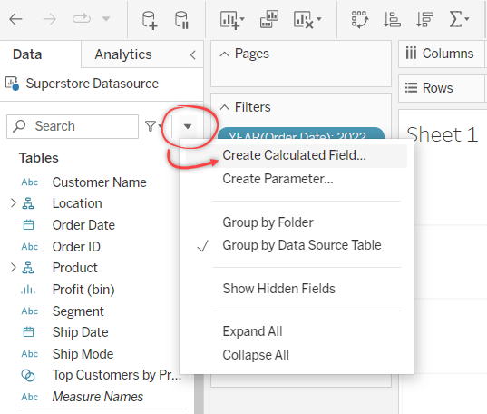 15 Creating a new calculated field