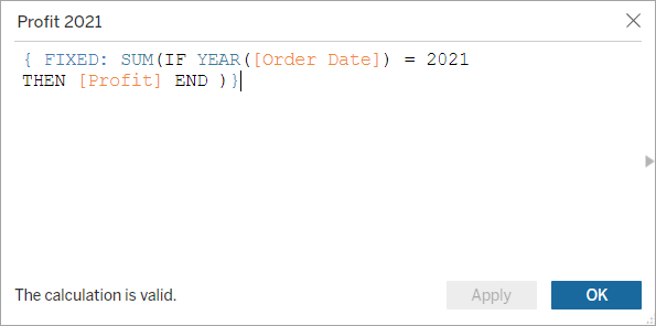 17 The Profit 2021 calculated field