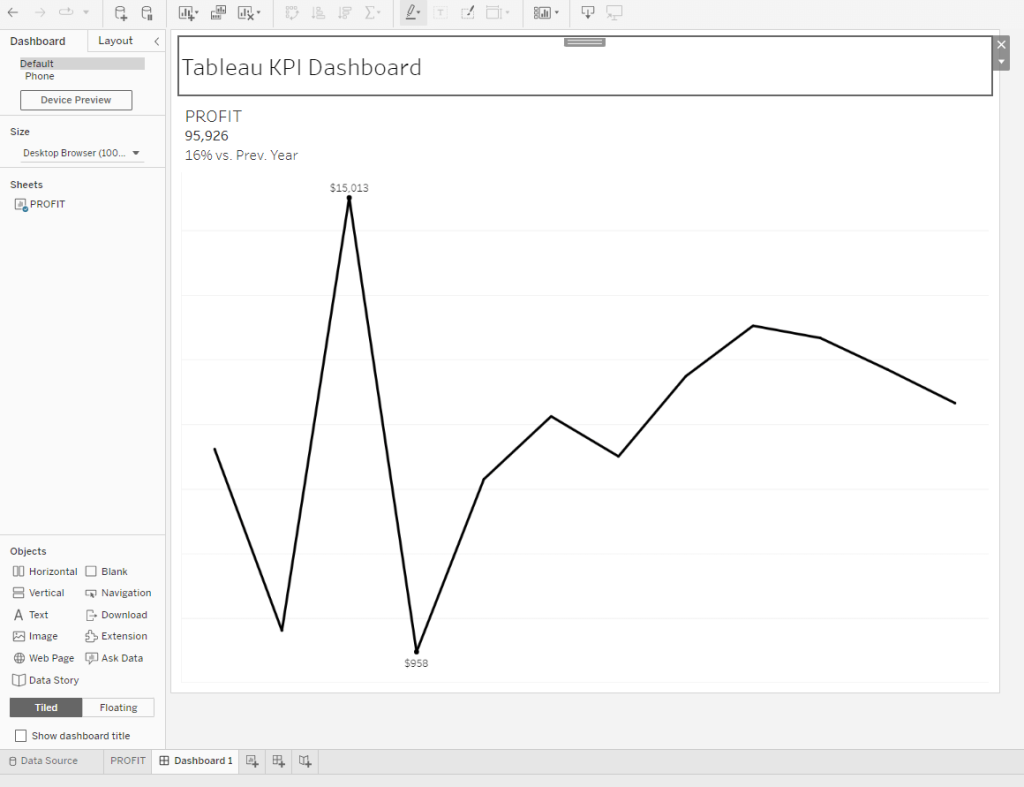 26 Adding a title to your Tableau KPI Dashboard