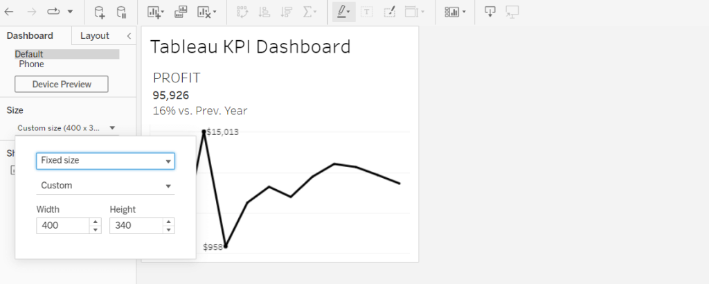 27 The dashboard size