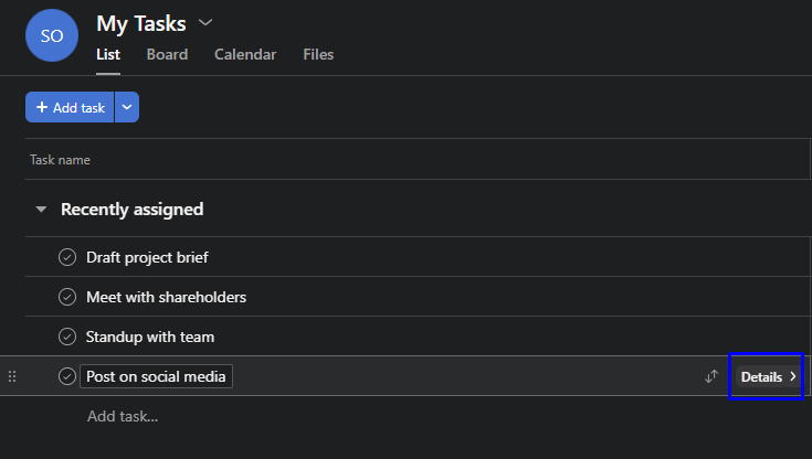 3 asana task details