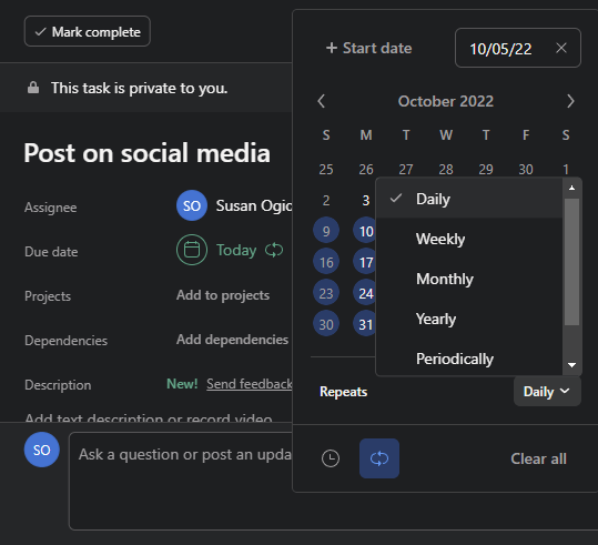 5 asana daily schedule