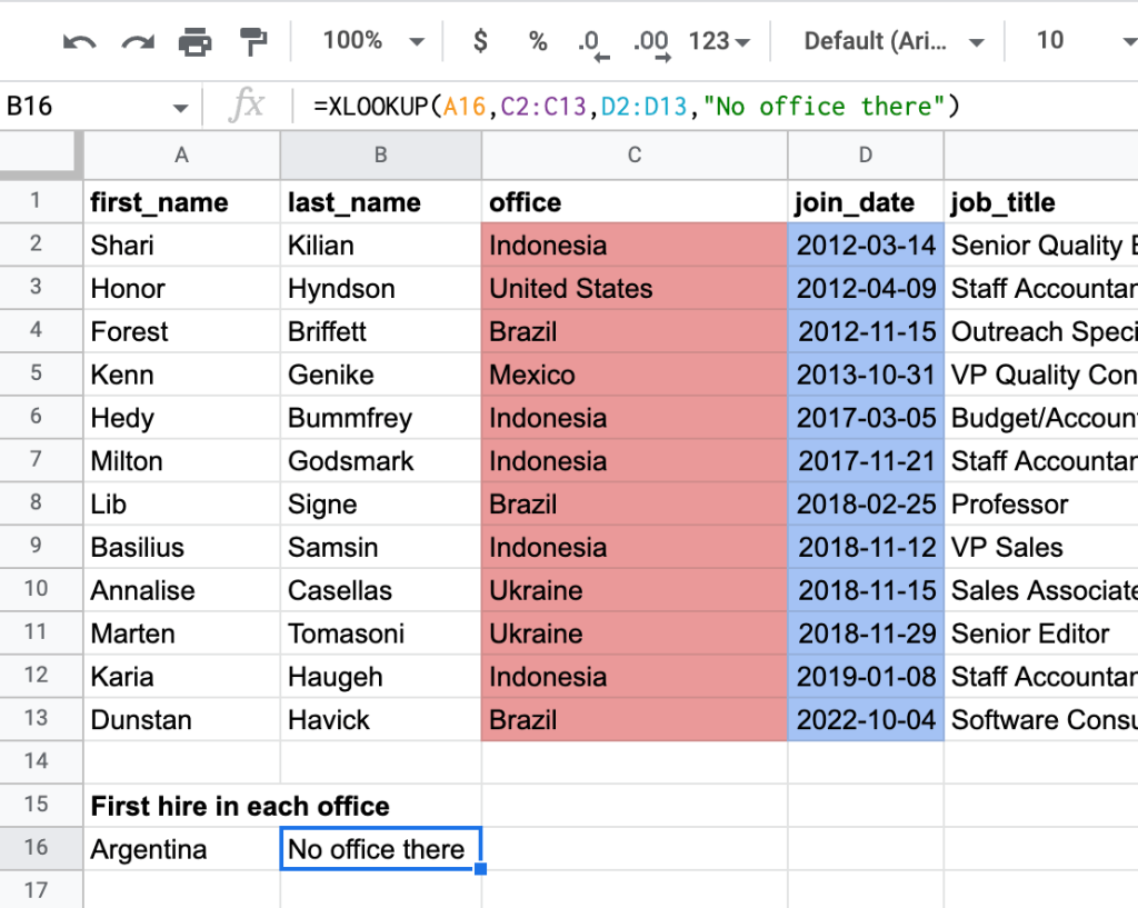 6 xlookup error message