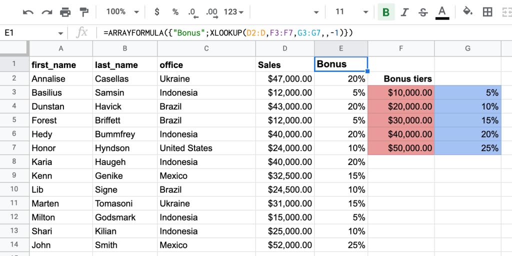 8 xlookup arrayformula