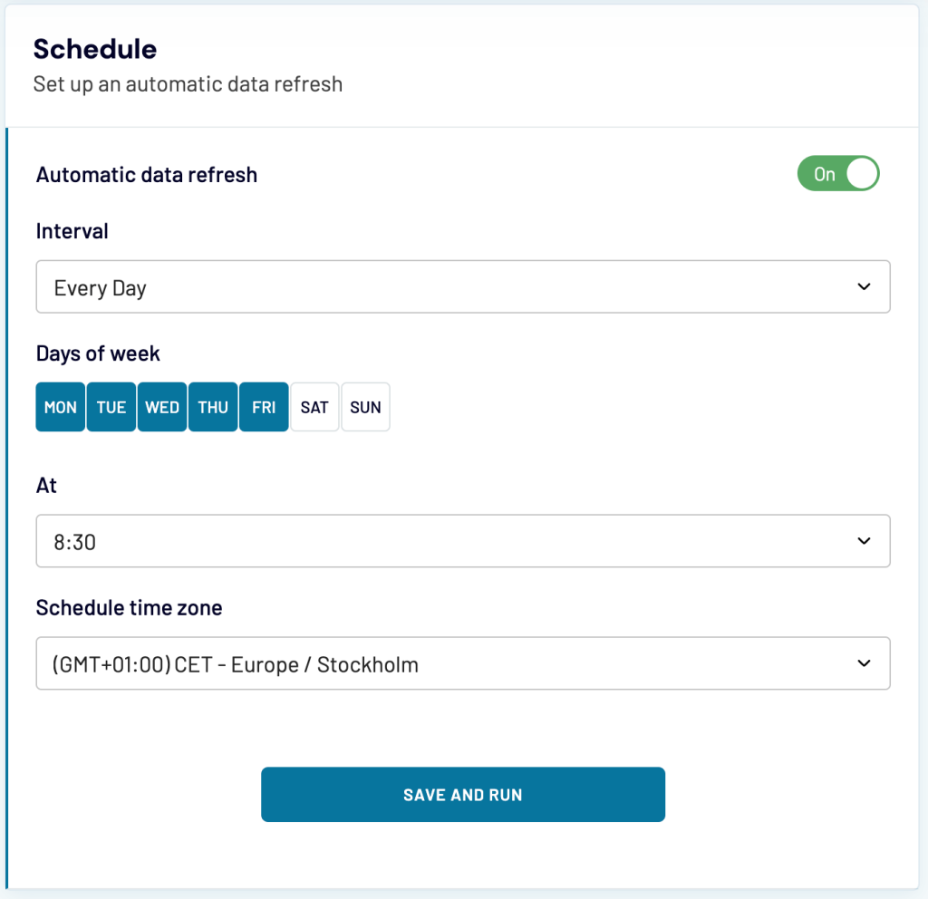 10 data refresh schedule