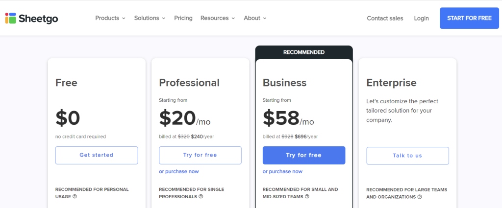 9.1 sheetgo pricing