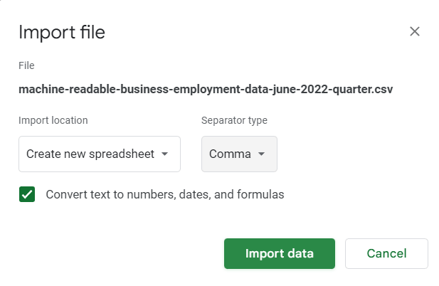 07 import with comma separator google sheets