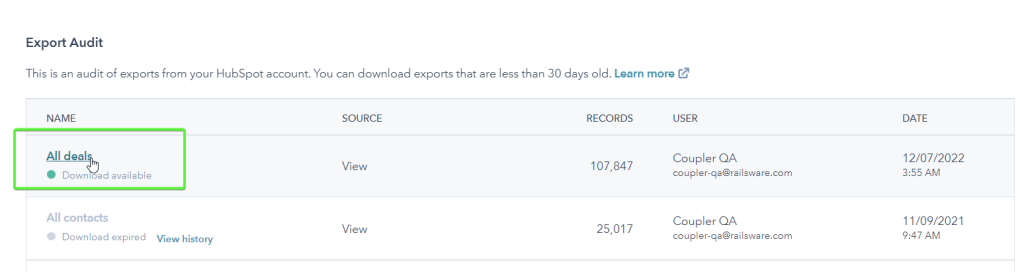 1.export hubspot crm