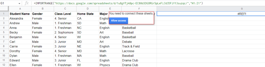 16 importrange allow access