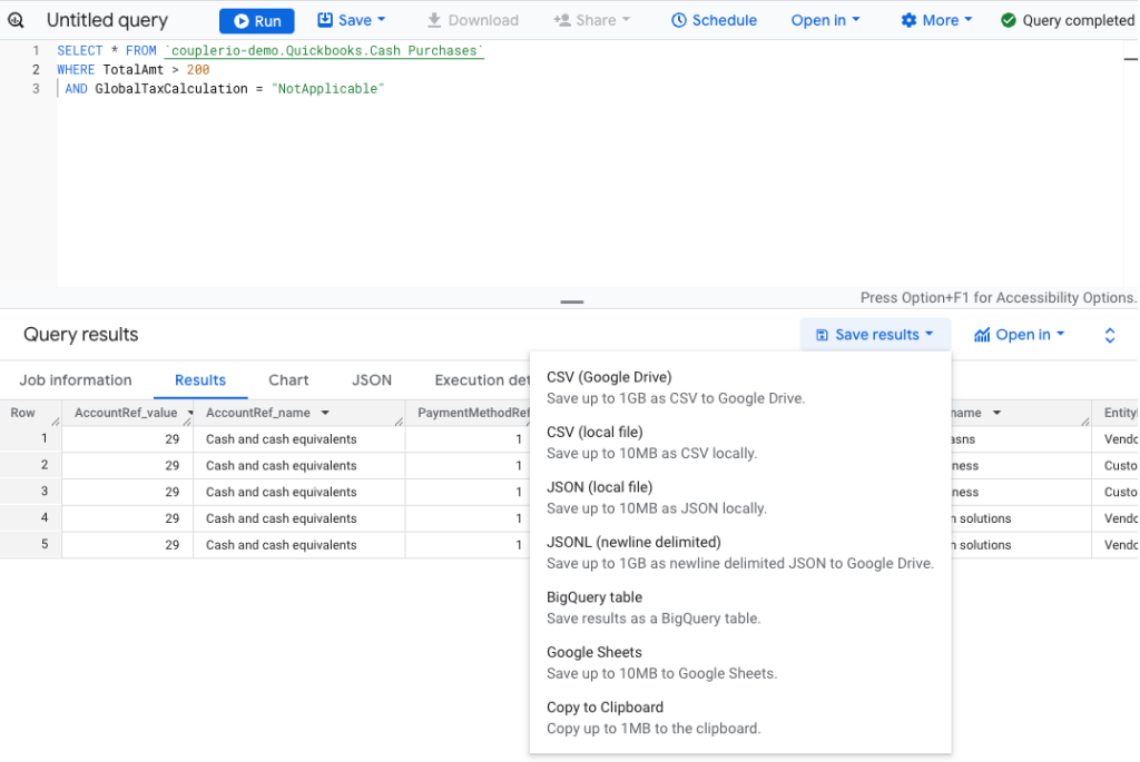 17 bigquery export data native export formats for query