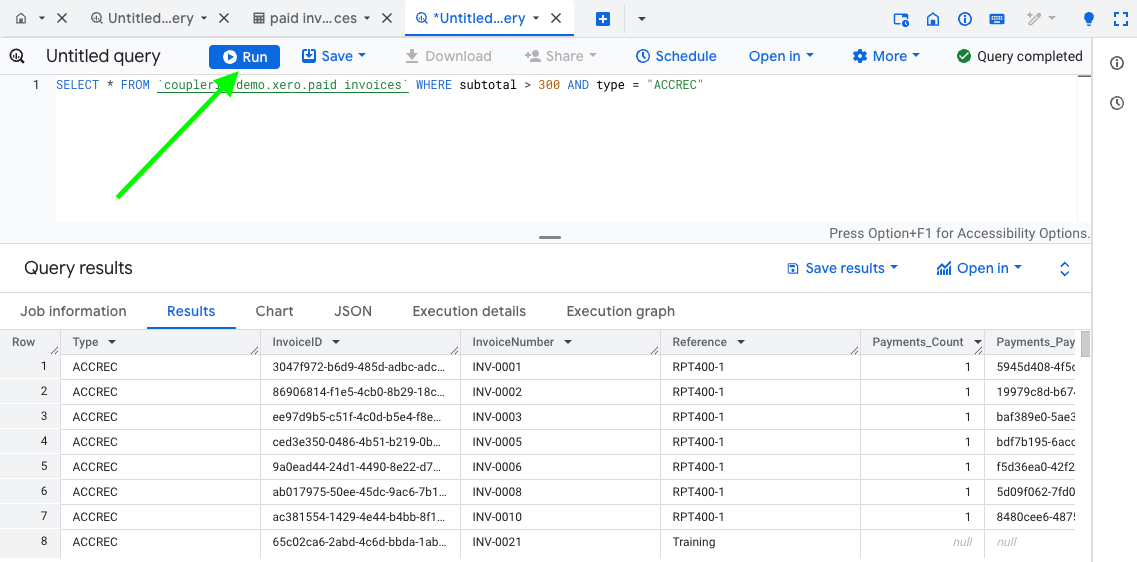 18 bigquery export data running query in bigquery