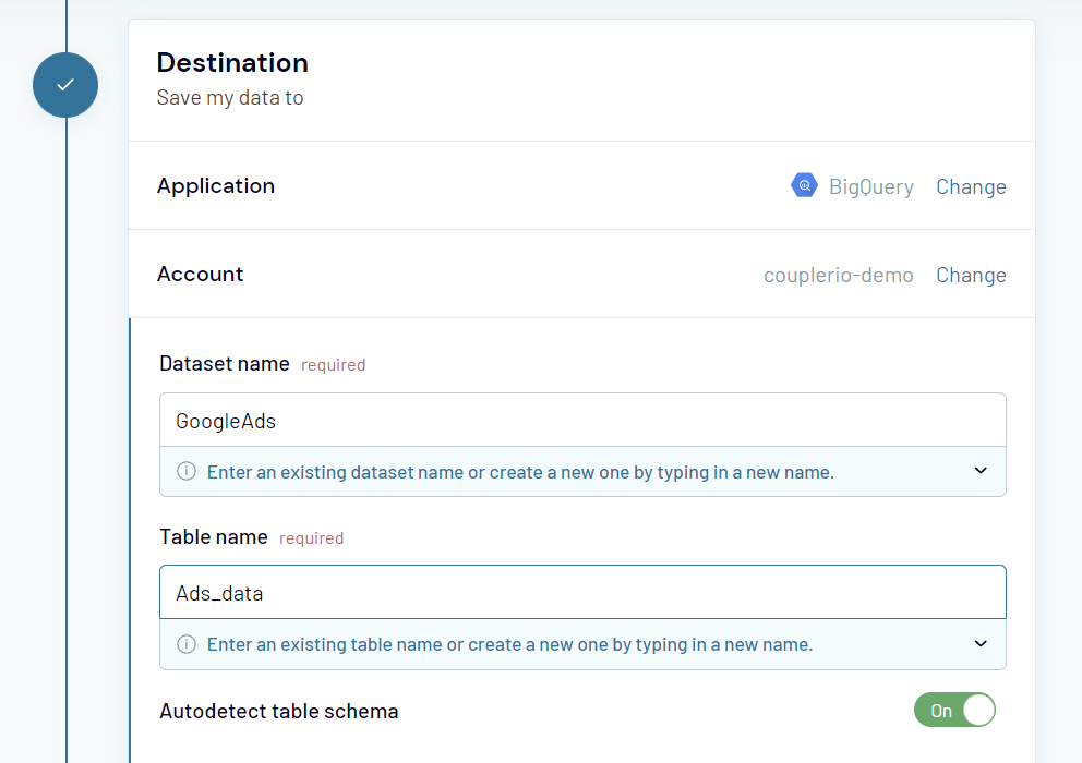 2.1.google ads bigquery destination setup