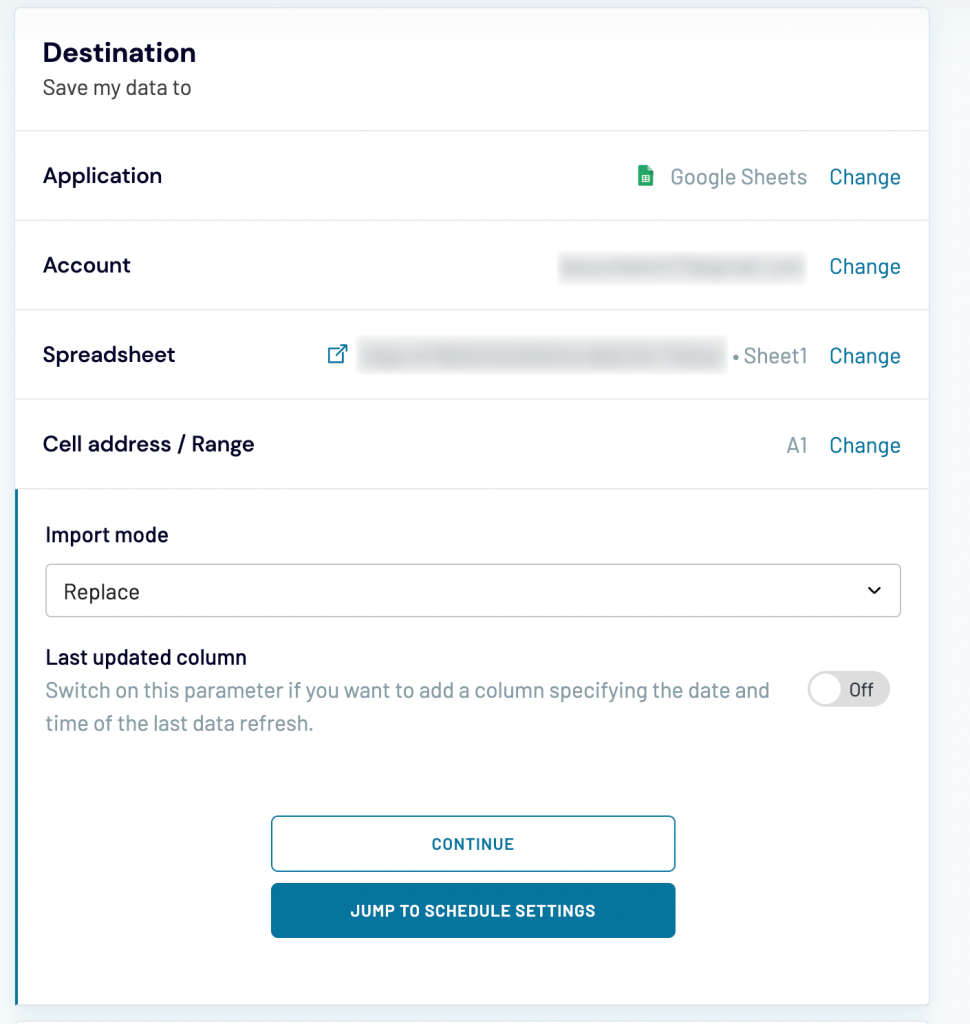 4 destination setup
