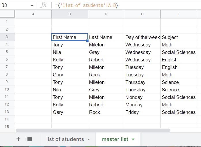 4 Google Sheets Referenzspalten