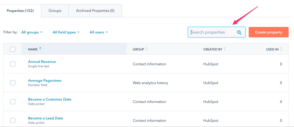 5 Hubspot search properties