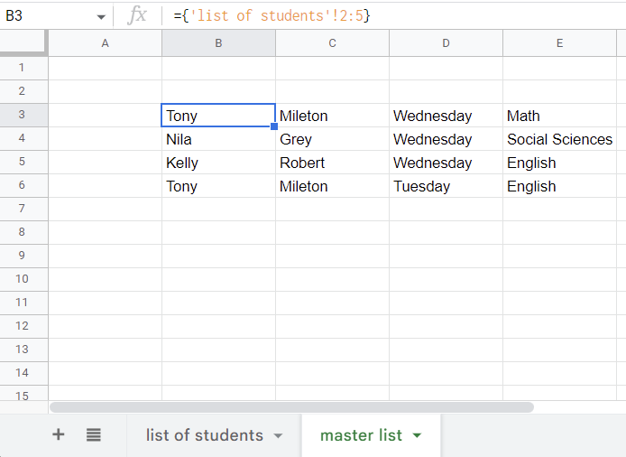 5 Google Sheets-Referenzzeilen