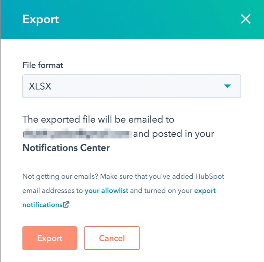 7 export property history file format export button