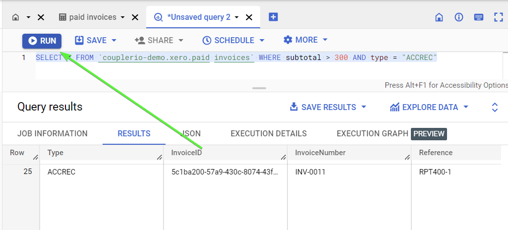 ejecutar consulta sql
