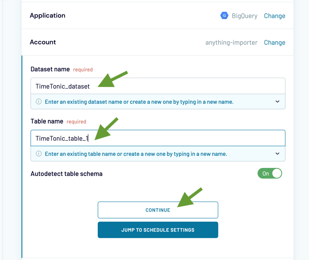 14. Export data to BigQuery Coupler.io settings