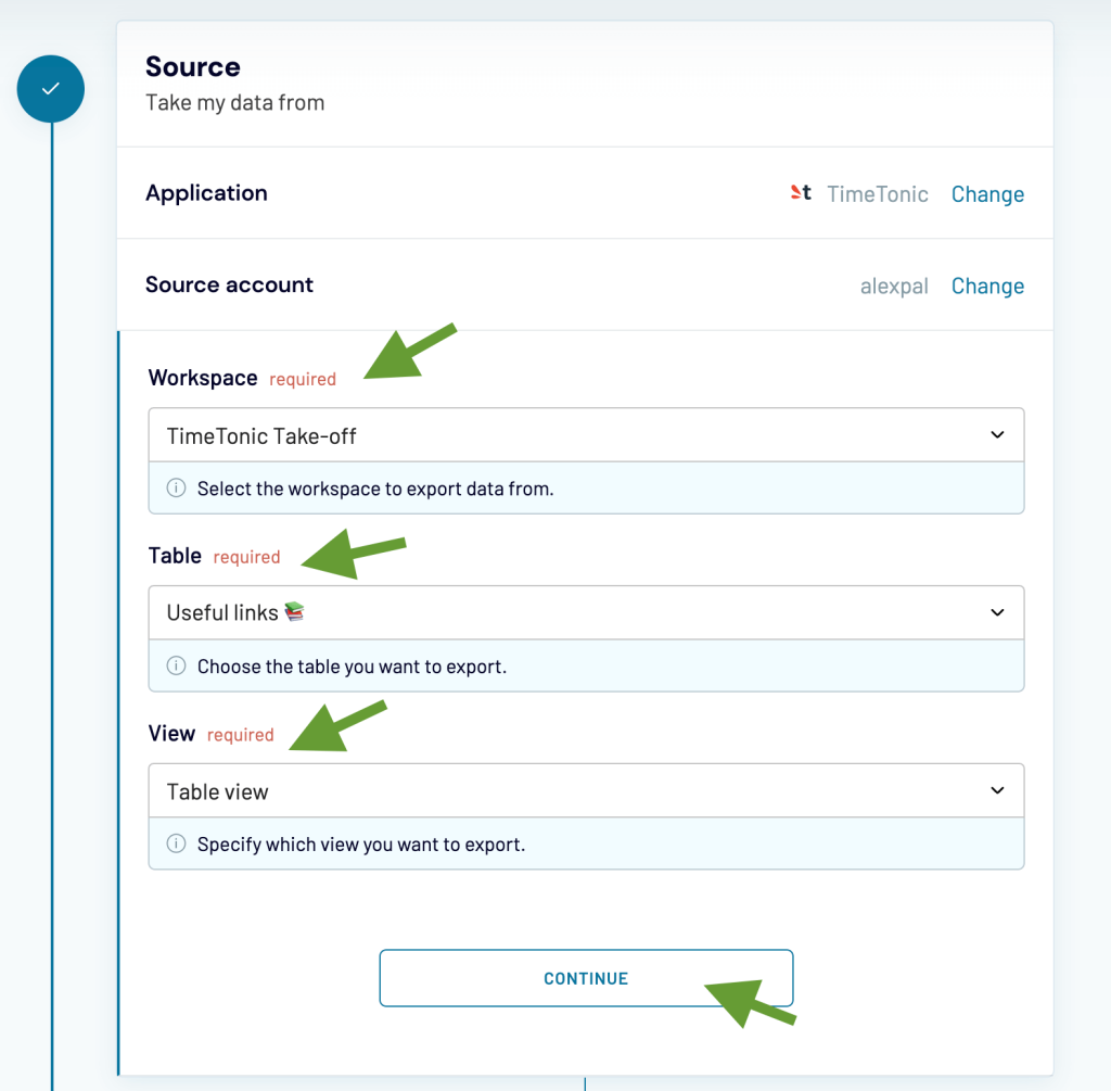 4. TimeTonic as a destination Coupler.io
