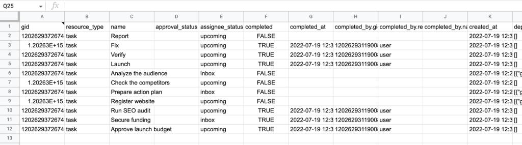7 sample asana export