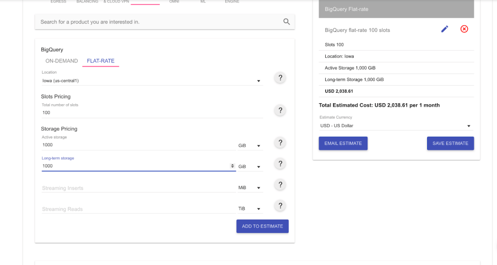 8 bigquery flat pricing estimation