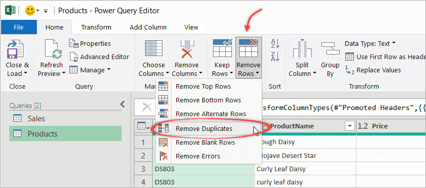 Figure 17. Removing duplicates