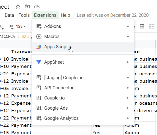 apps script
