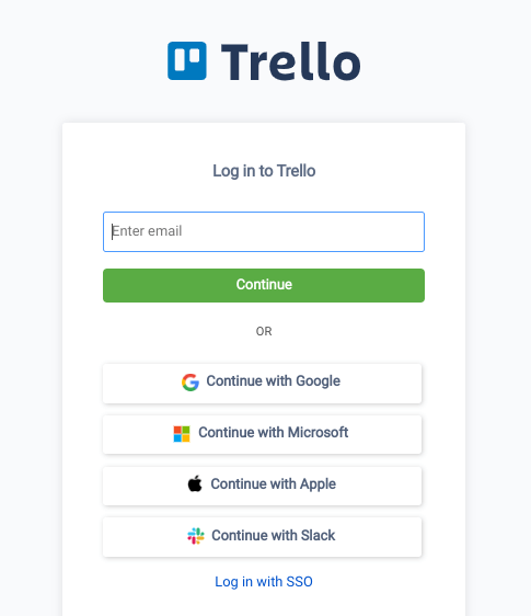 inicio de sesión en trello