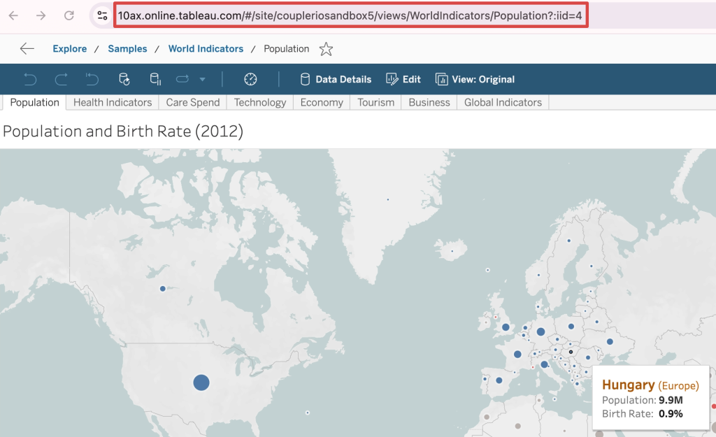 1. Copying the Tableau view s URL