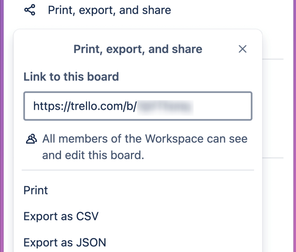 1.1. Choosing the export format for Trello board data