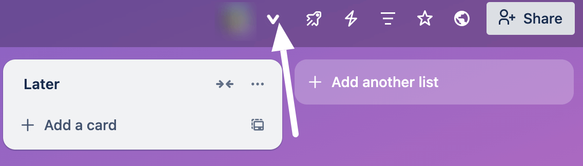 1.8. Board Export power up icon on a Trello board