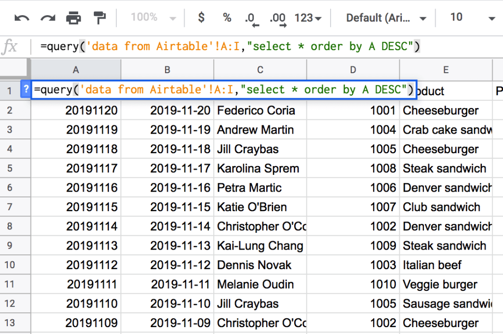 12 order by descending