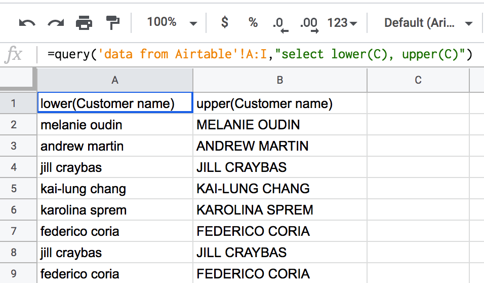 20 query upper lower case