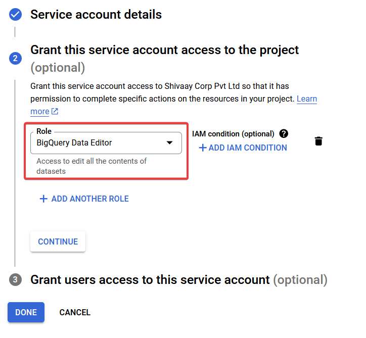 21 grant service account access